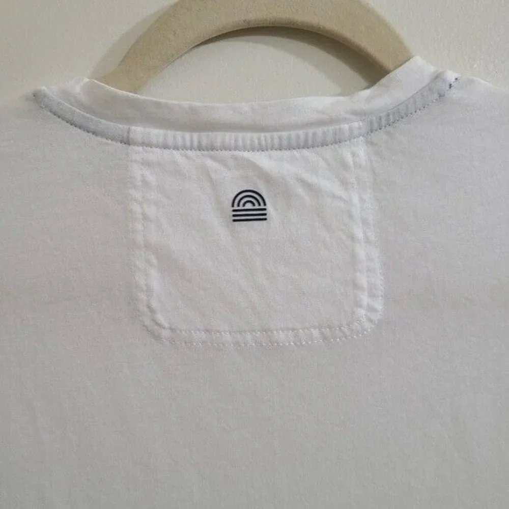 LNDR Womens White Striped Sleeve Short Sleeve T-Shirt XS